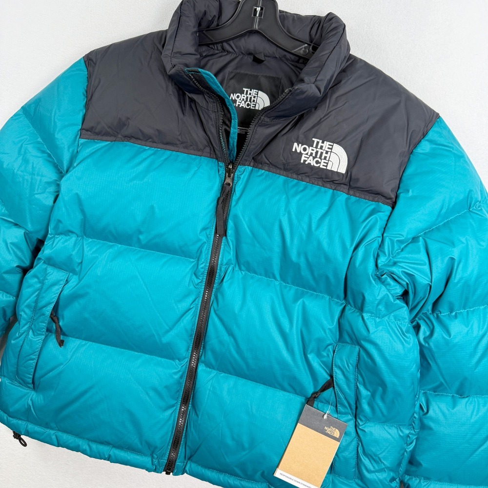 The North Face Nuptse Jacket Size 2X Womens Plus Harbor Blue Hidden Hood NWT